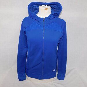 Under Armour Semi Fitted Cold Gear Royal Blue Hooded Full Zip Jacket Womens S